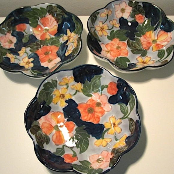 Handpainted Salad/Dessert Ceramic Dishes, Set of 5 - Picture 2 of 4
